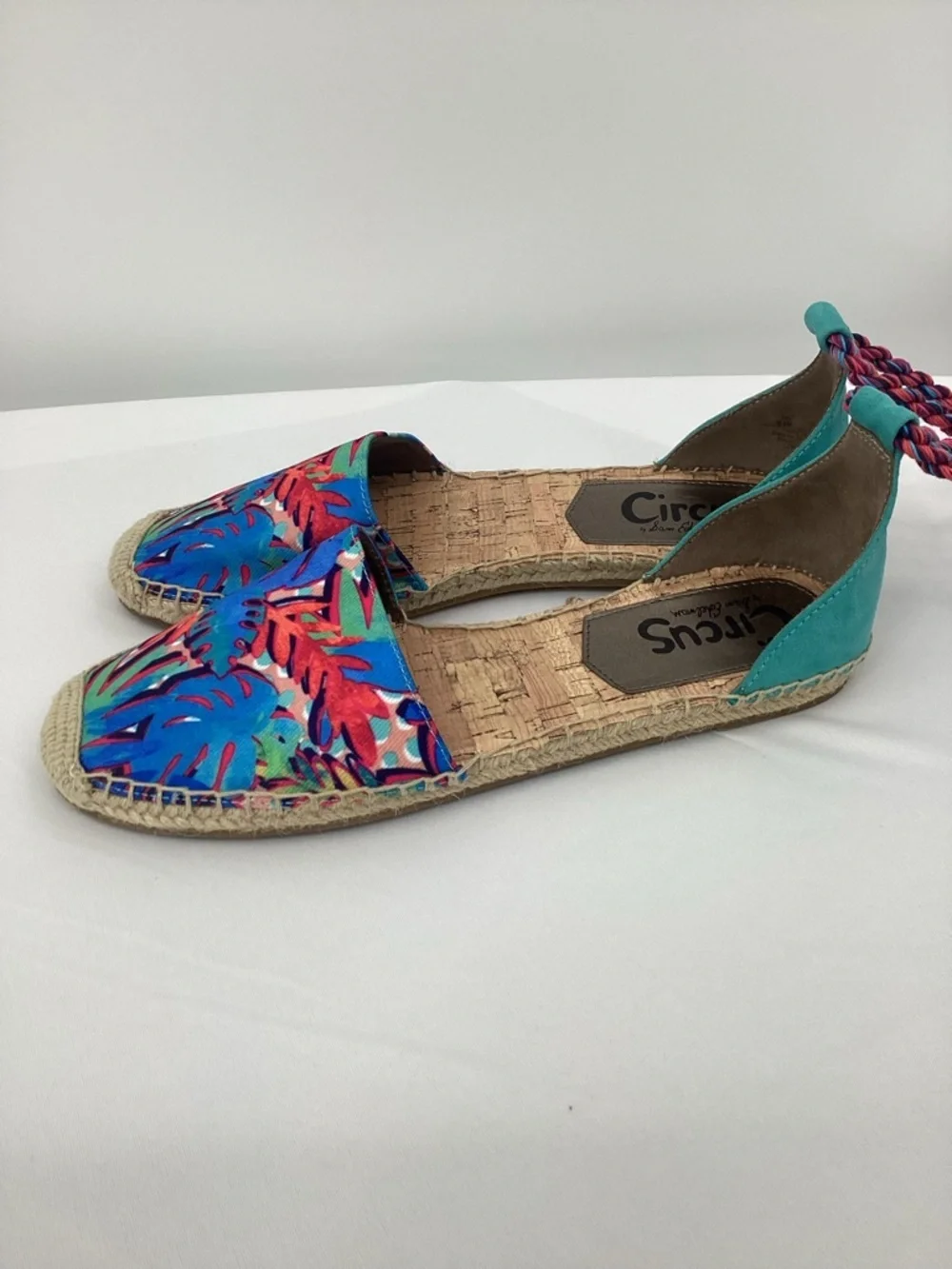 Sam Edelman Leonora Canvas  Braided Espadrille Flats TROPICAL Print